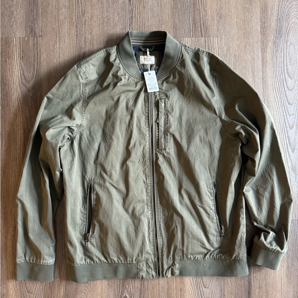 Marine Layer Dusty Olive Rossland Dry Wax Jacket - XL